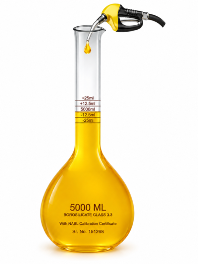 Glass Jar 5 Litres for Petrol Pumps | Fuel Measuring Jar
