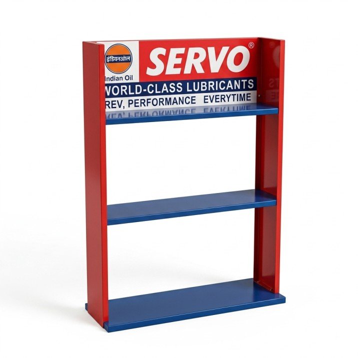 Oil display racks for petrol pumps